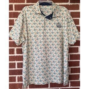 Old Row Yellow Golf Print Golf Shirt Size 2XL
